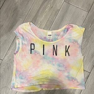 Victoria Secret PINK size medium Colorful Tie-Dye crop Shirt